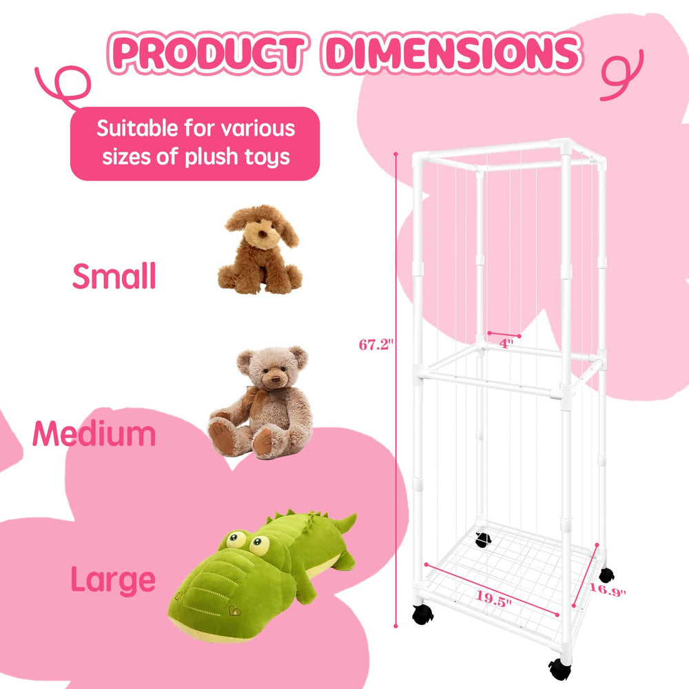 Megapuxin stuffed animal storage zoo wheels side view highlights roomy interior for plush toys