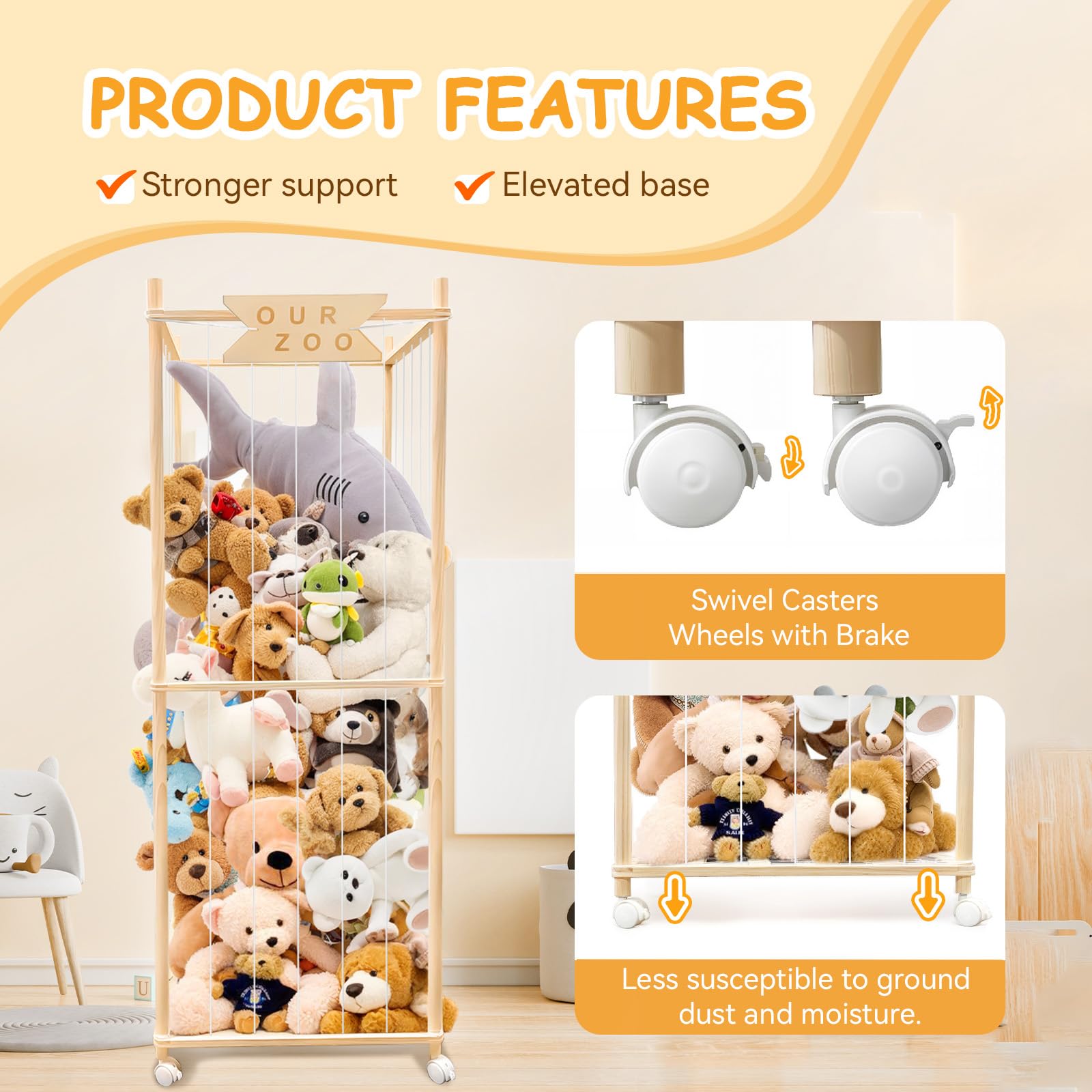 Megapuxin wooden structure detail shows solid pine and rounded corners for safer play