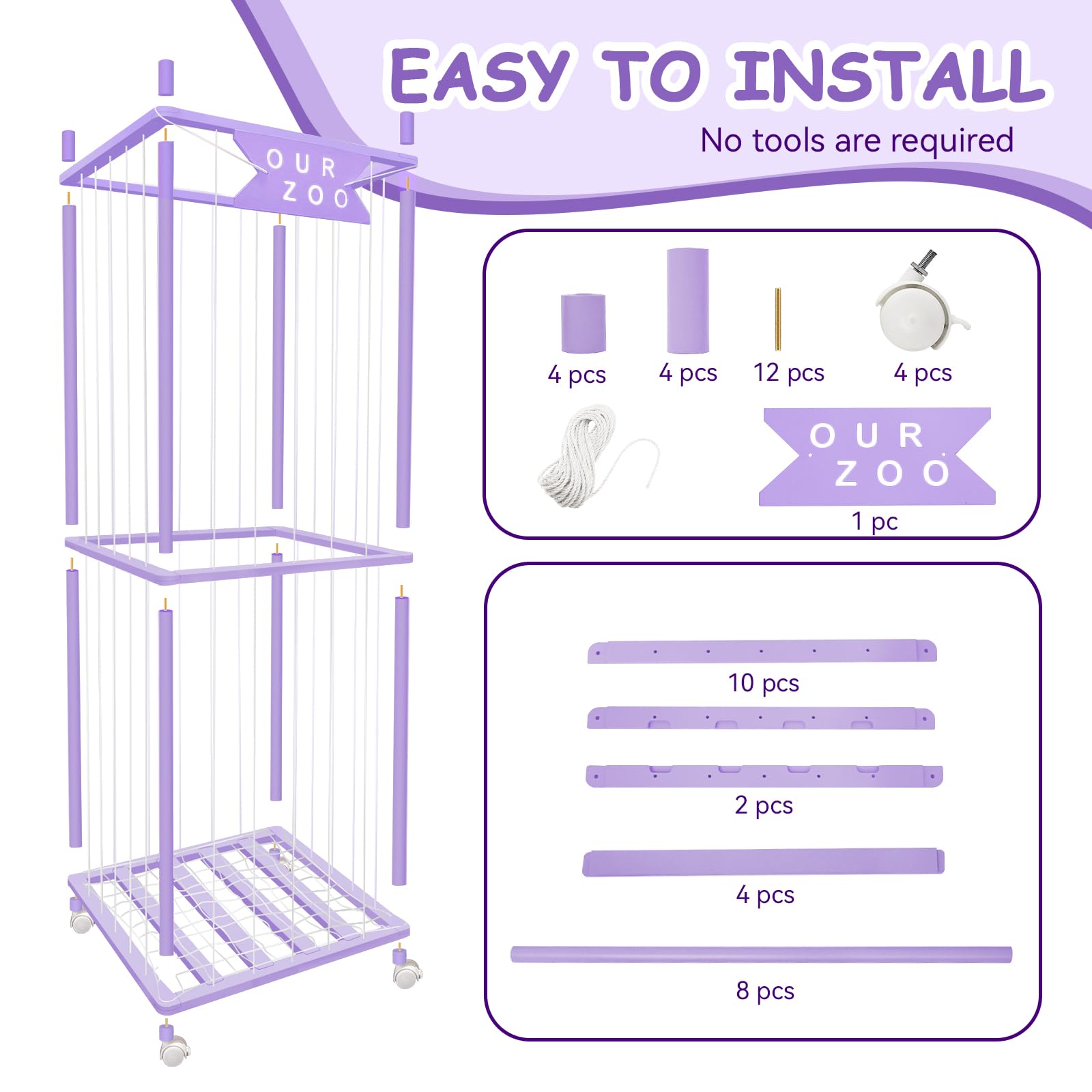 Megapuxin zoo storage with 360-degree wheels offers easy repositioning in small rooms.