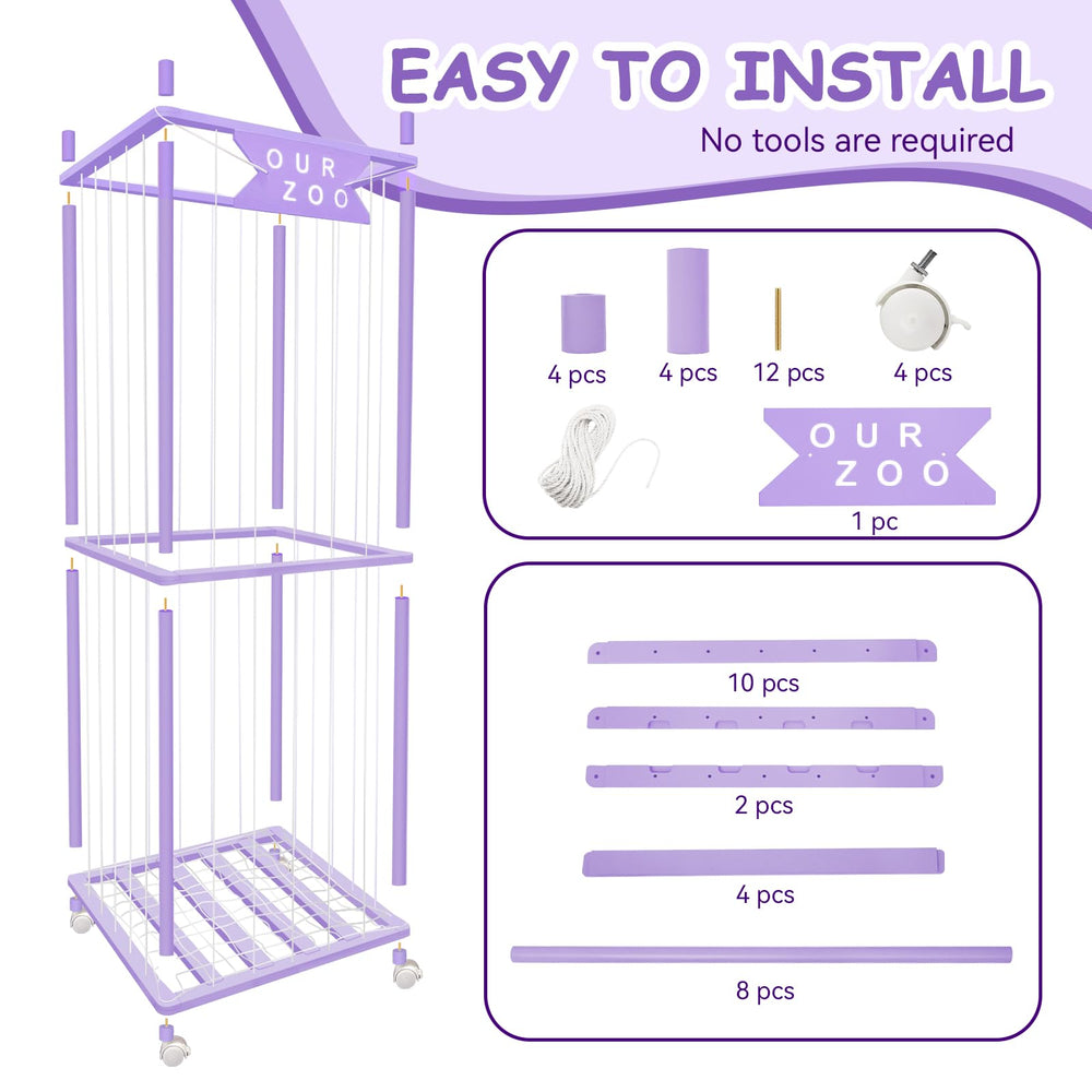 Megapuxin zoo storage with 360-degree wheels offers easy repositioning in small rooms.