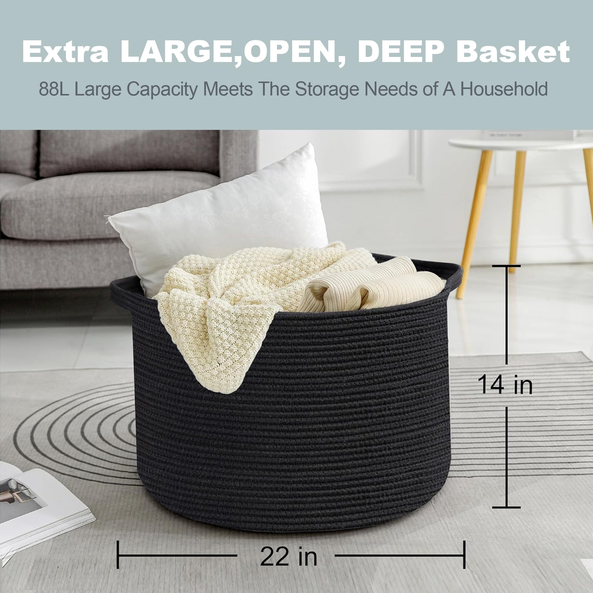 MEGASKET blanket basket stores kids' toys in a nursery or playroom setting.