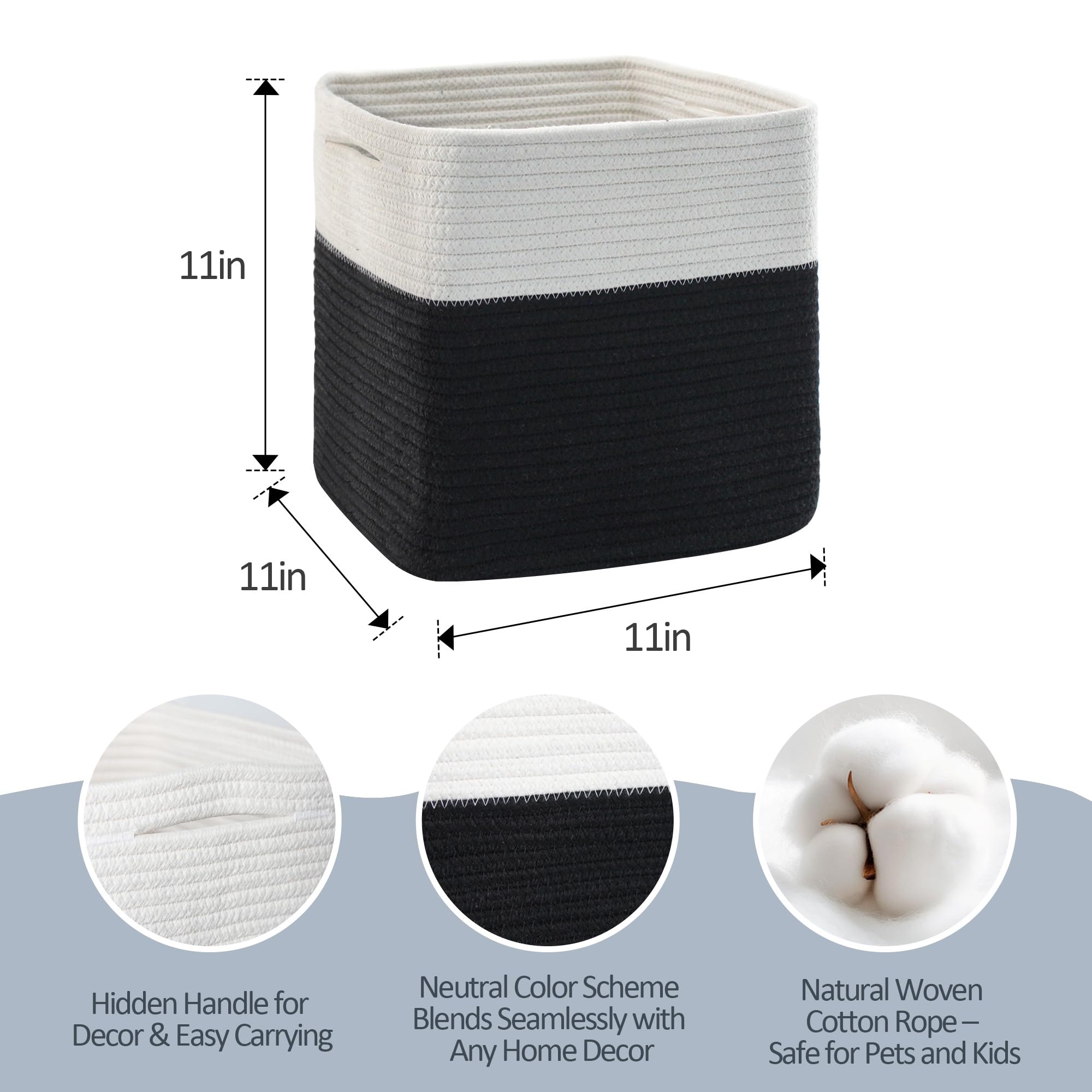 MEGASKET cotton rope basket closeup showcases chemical-free, kid-safe toy storage.
