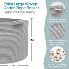 MEGASKET cotton rope basket with soft texture ideal for tidy nursery toys