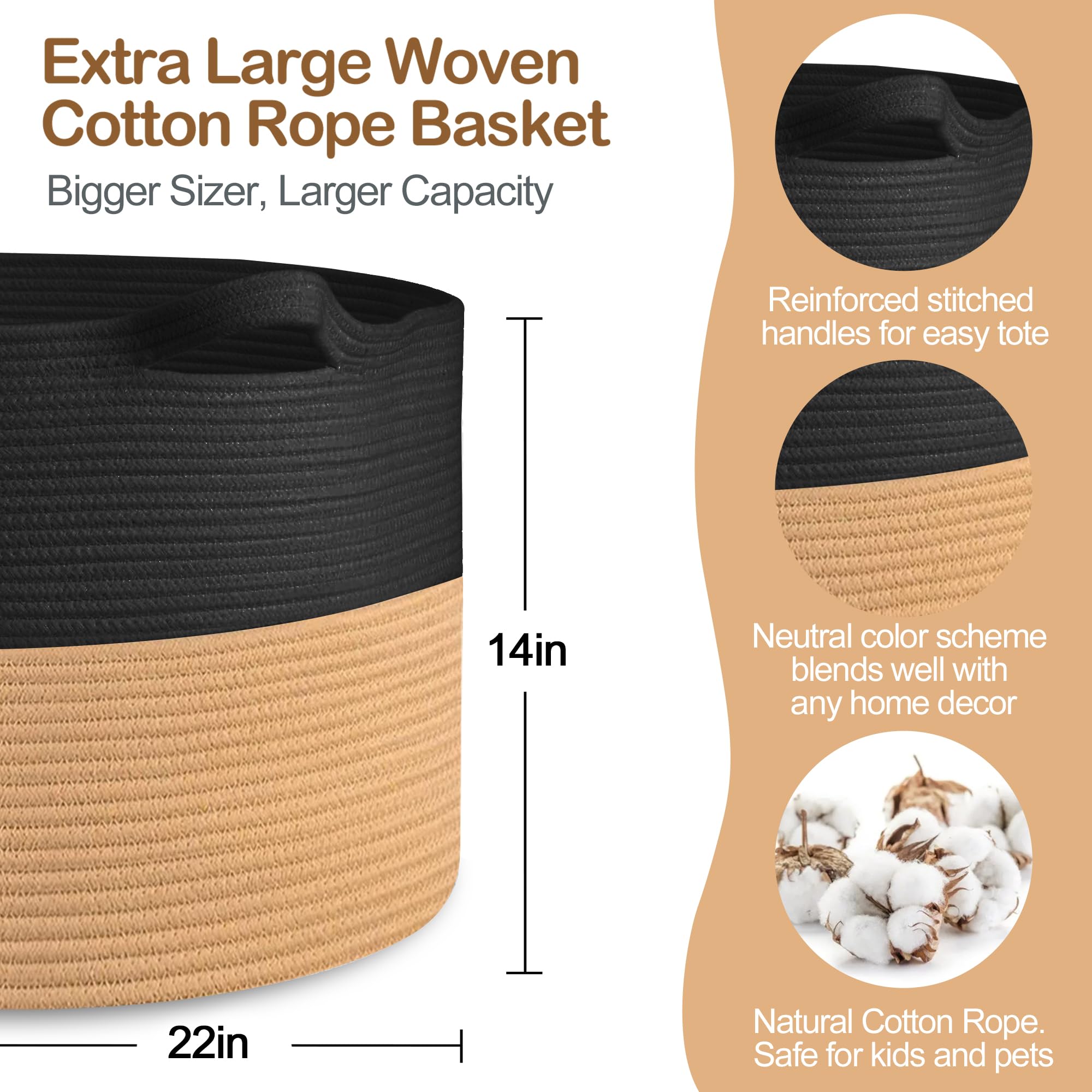 MEGASKET cotton rope material close-up showing durable, baby-safe weave