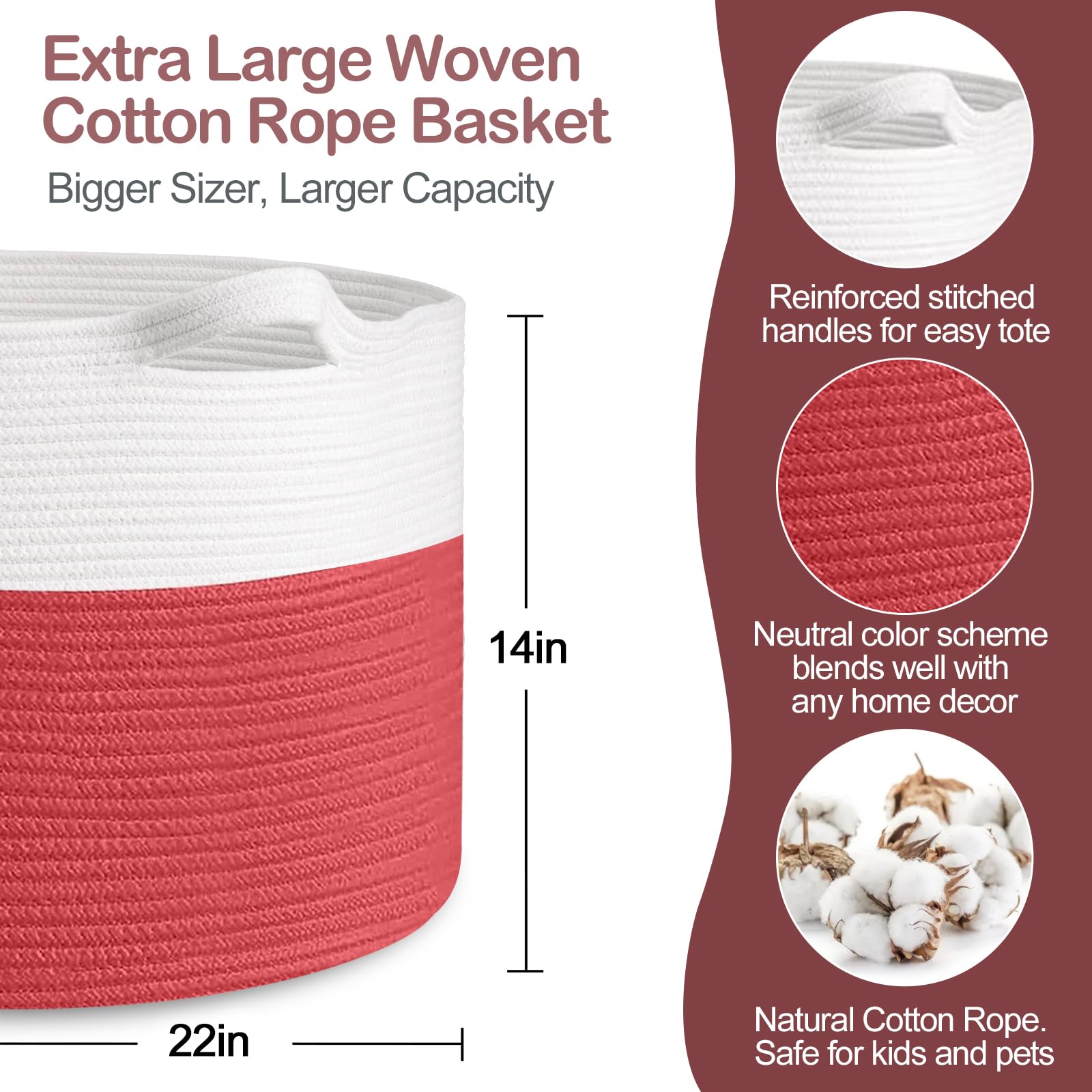 MEGASKET cotton rope material highlighting durable storage