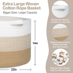 MEGASKET cotton rope texture in three tone brown ideal for toy storage