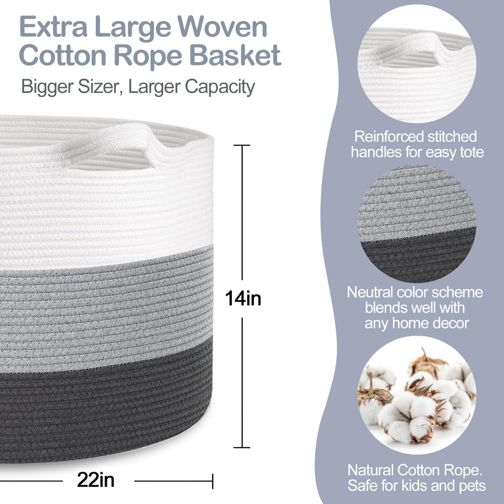 MEGASKET cotton rope toy bin keeps toys organized while cozy for kids.