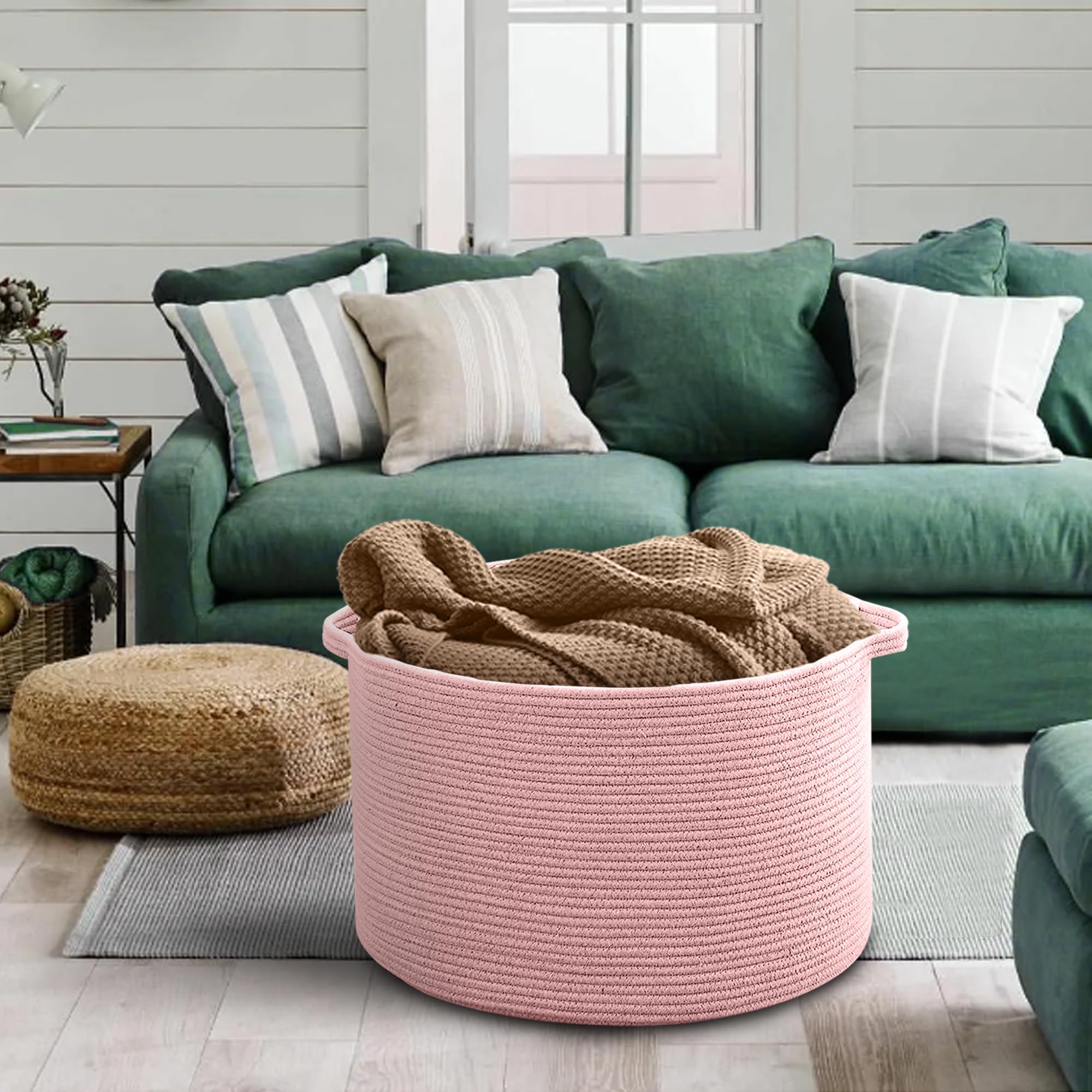 MEGASKET Cotton rope weave with soft texture and no strong odor for kid-friendly use.