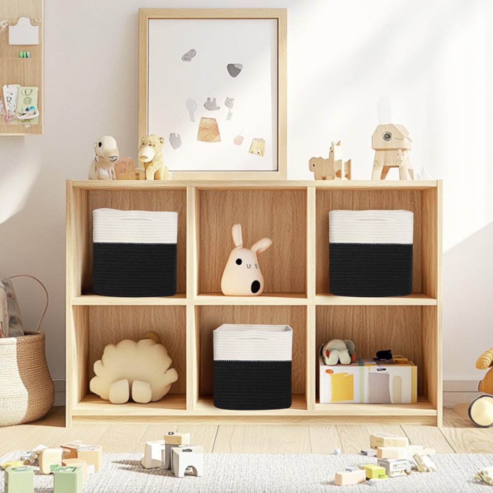 MEGASKET cube bin on a shelf showcases versatile storage for books, toys, or crafts.