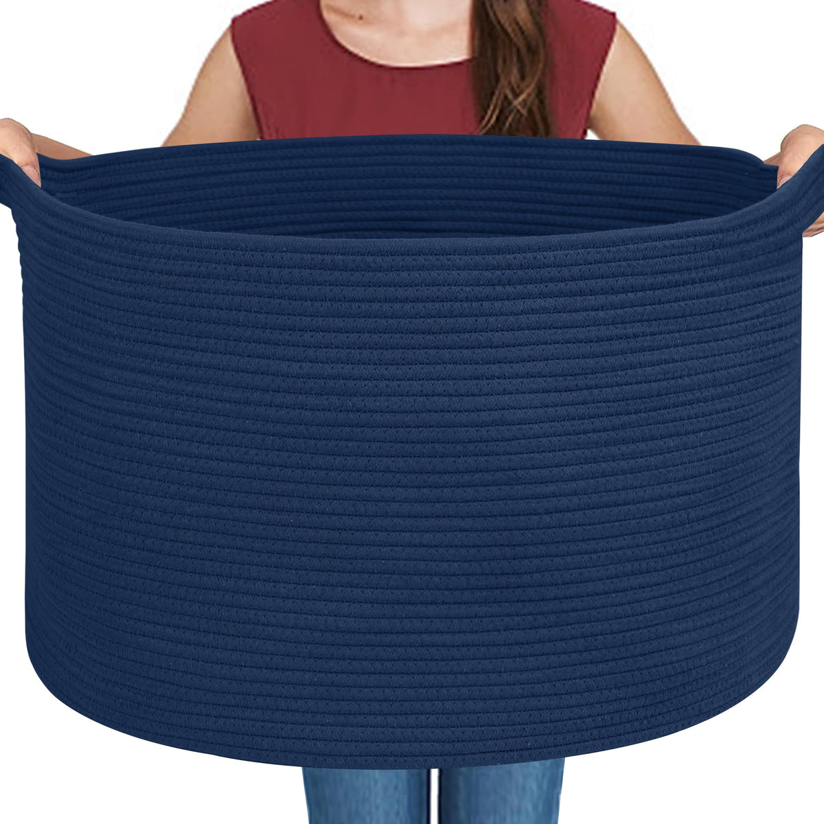 MEGASKET dark blue basket 22x14 for blankets and pillows in living room