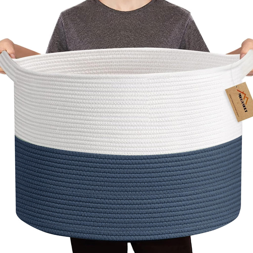 MEGASKET extra large rope basket front view showing ample toy storage