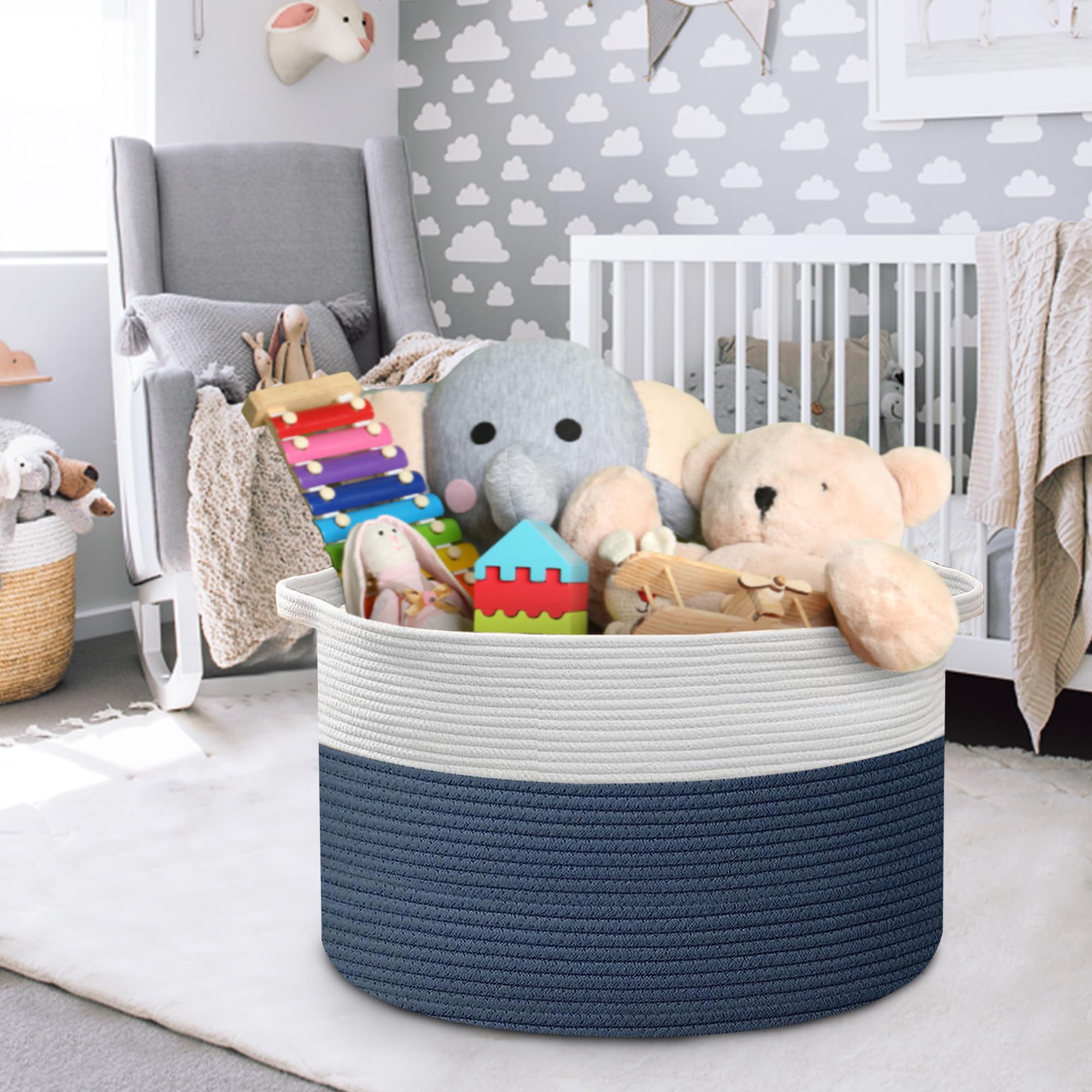 MEGASKET rope basket flat-fold design ideal for laundry or travel