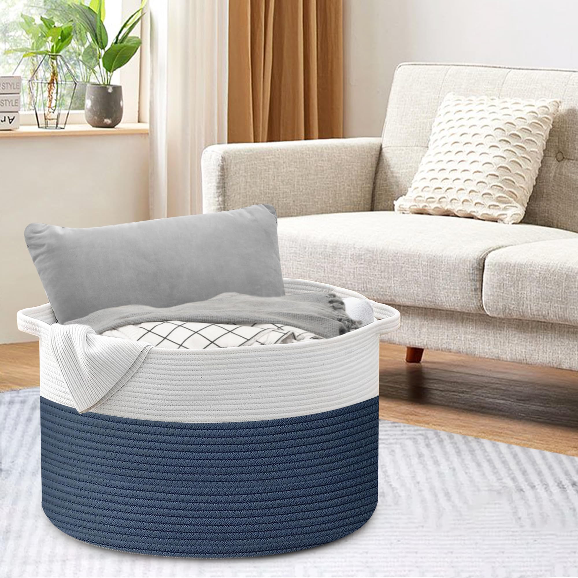 MEGASKET rope basket foldable handles for easy transport