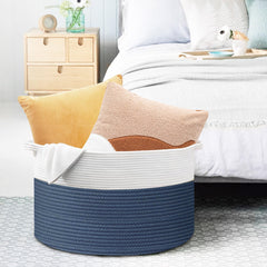 MEGASKET extra large rope basket kids room decor shows two-tone neutral style