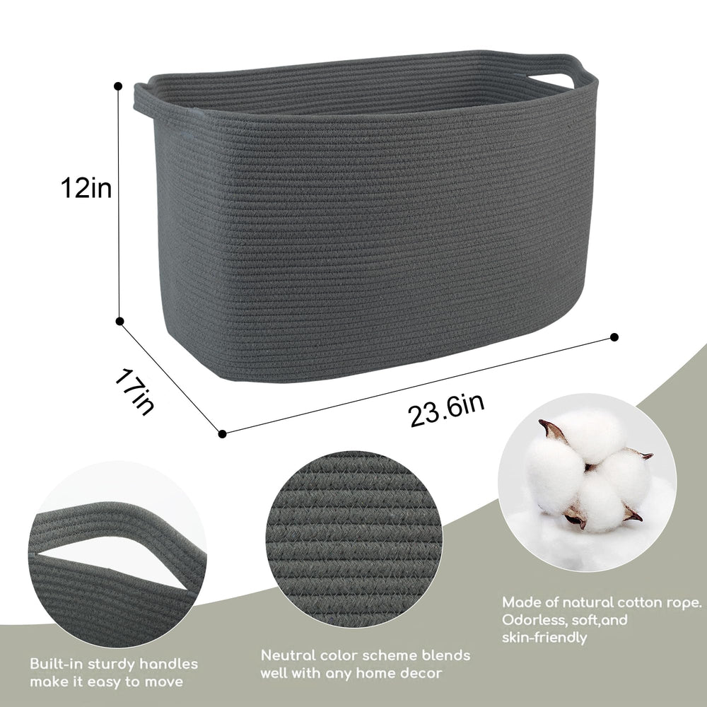 MEGASKET rope basket side view emphasizes sturdy handles for easy transport