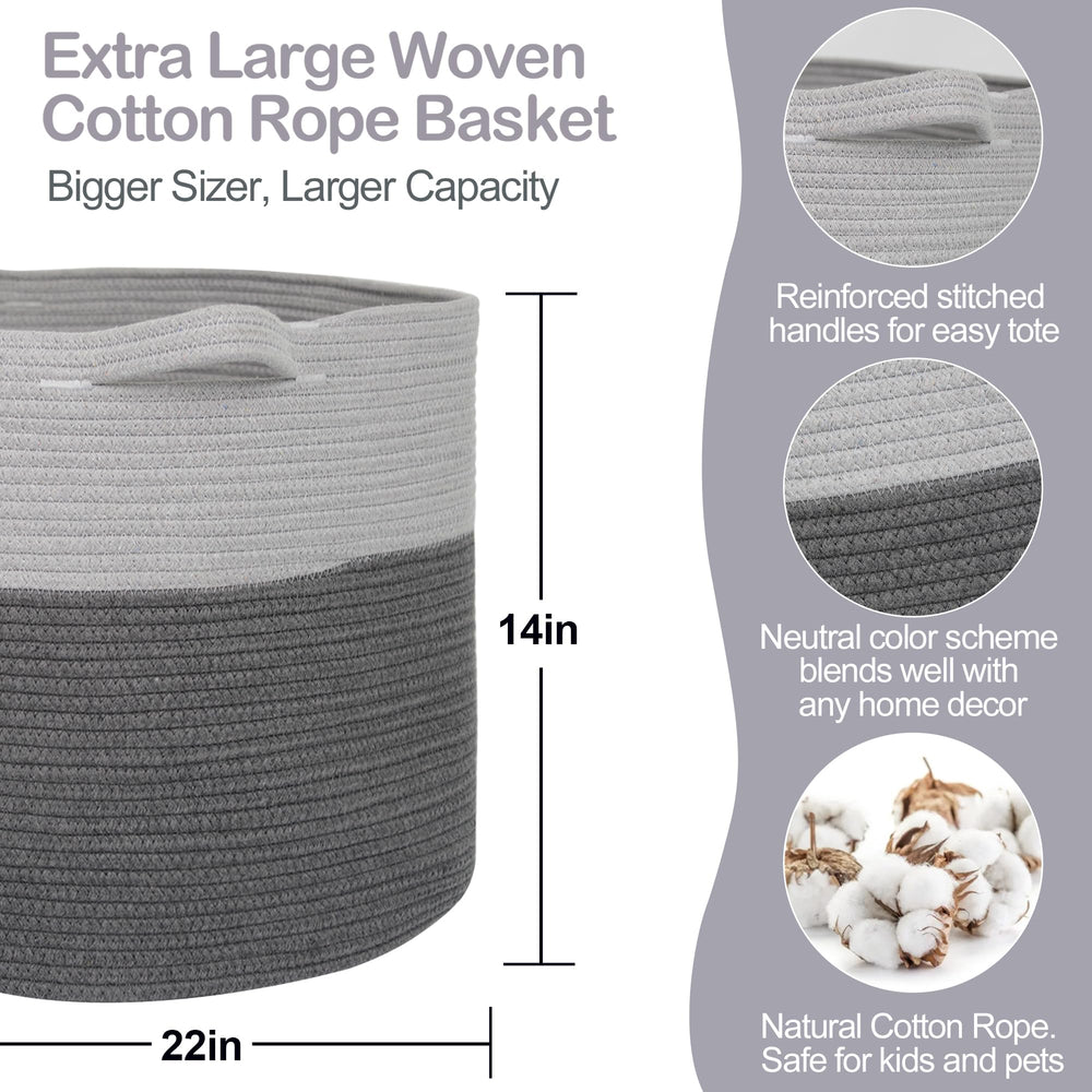 MEGASKET XXXL rope basket living-room for stylish blanket storage and clutter reduction.