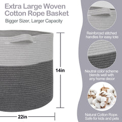 MEGASKET XXXL rope basket living-room for stylish blanket storage and clutter reduction.