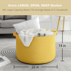 MEGASKET yellow cotton rope closeup highlights soft safe weave