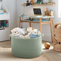 MEGASKET nursery toy storage bin demonstrates large capacity ideal for stuffed animals.