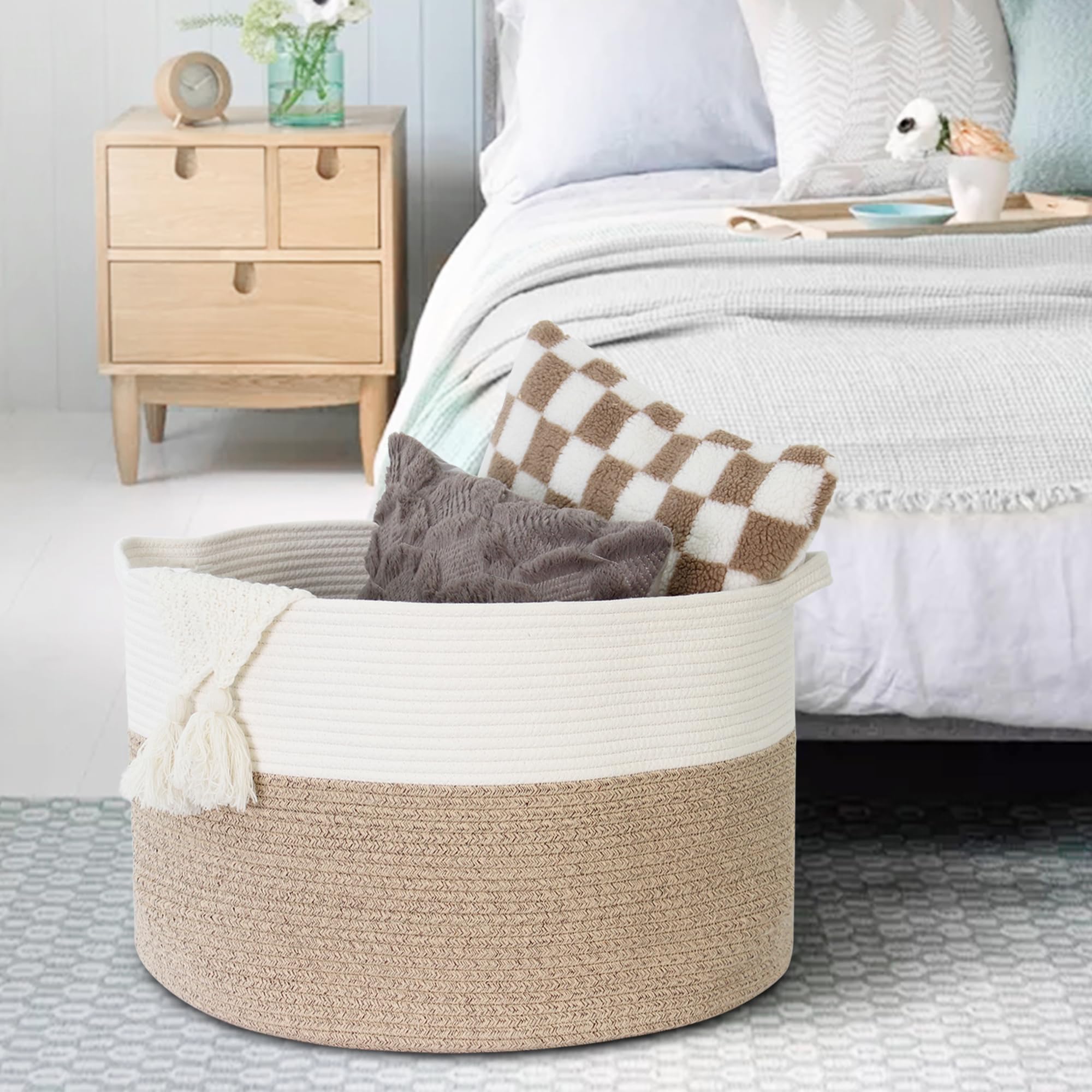 MEGASKET rope basket decorative bin complements home decor