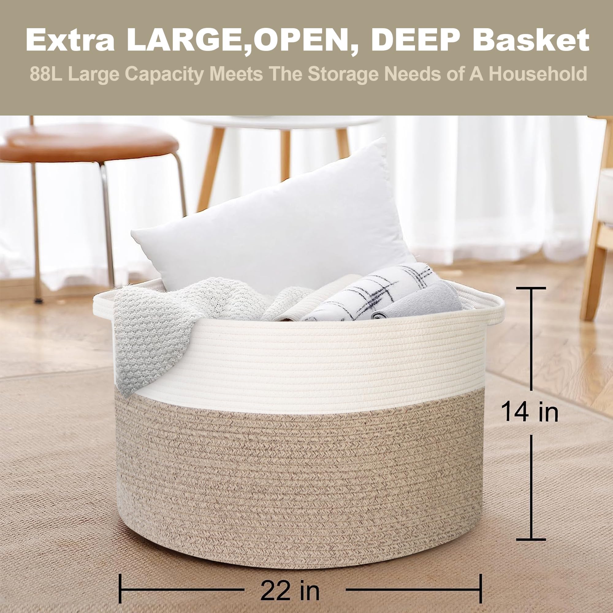 MEGASKET rope laundry basket easy to move clothes