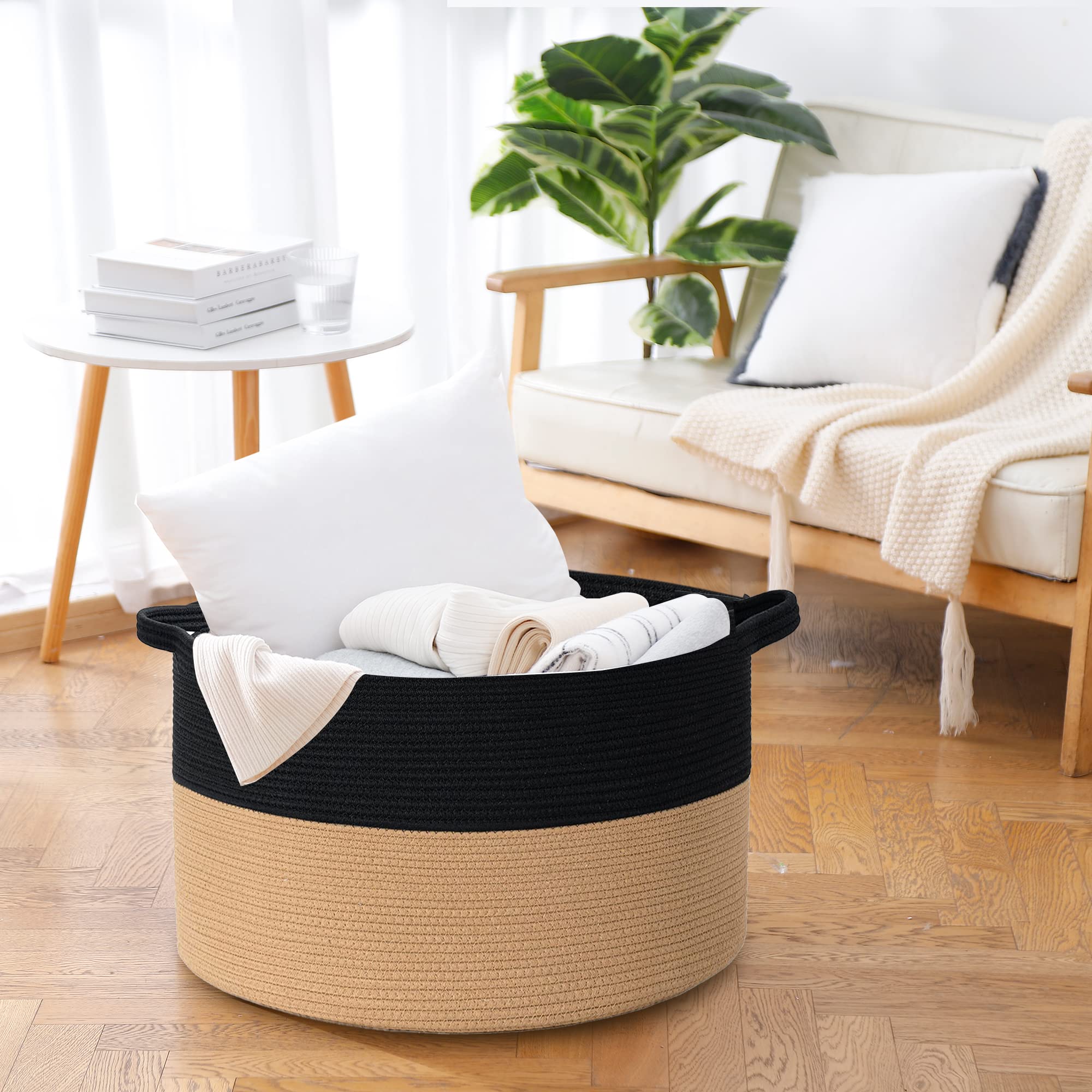 MEGASKET living room basket holding blankets and toys for tidy space
