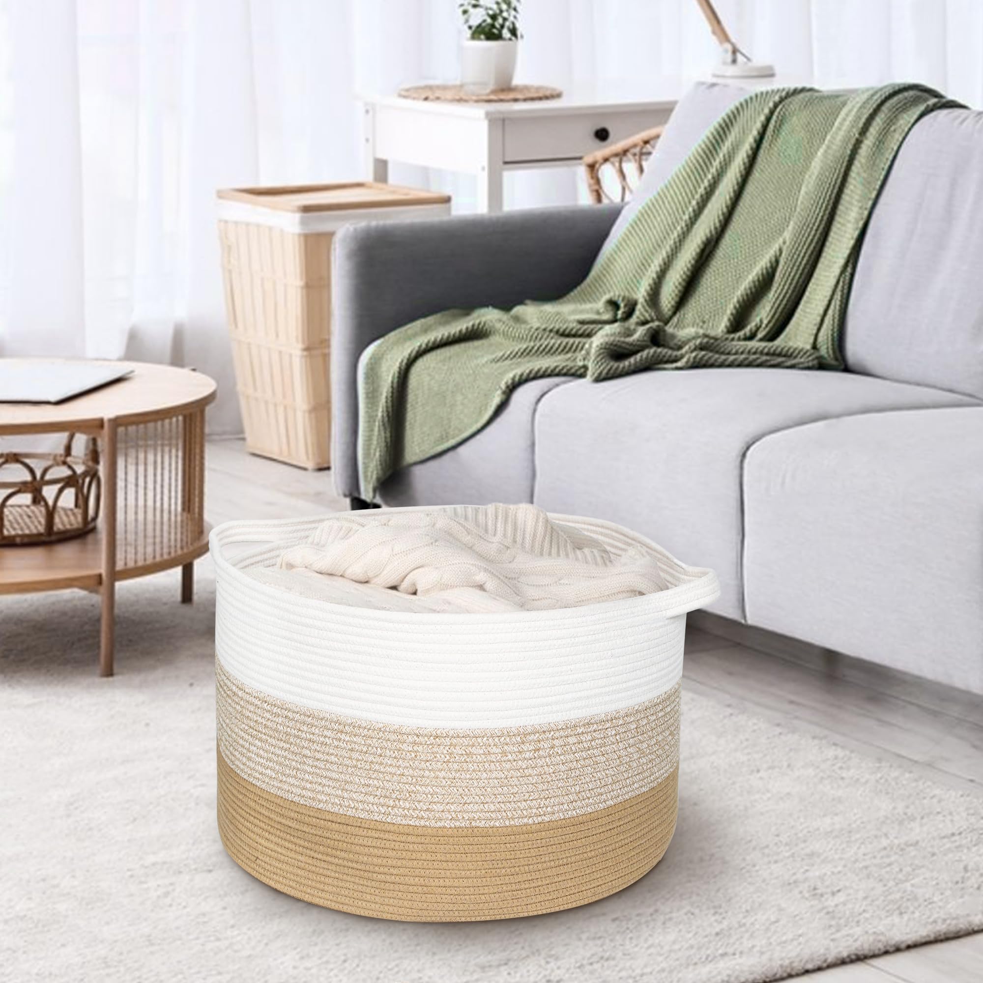 MEGASKET multi-use storage basket doubles as laundry bin and linen holder