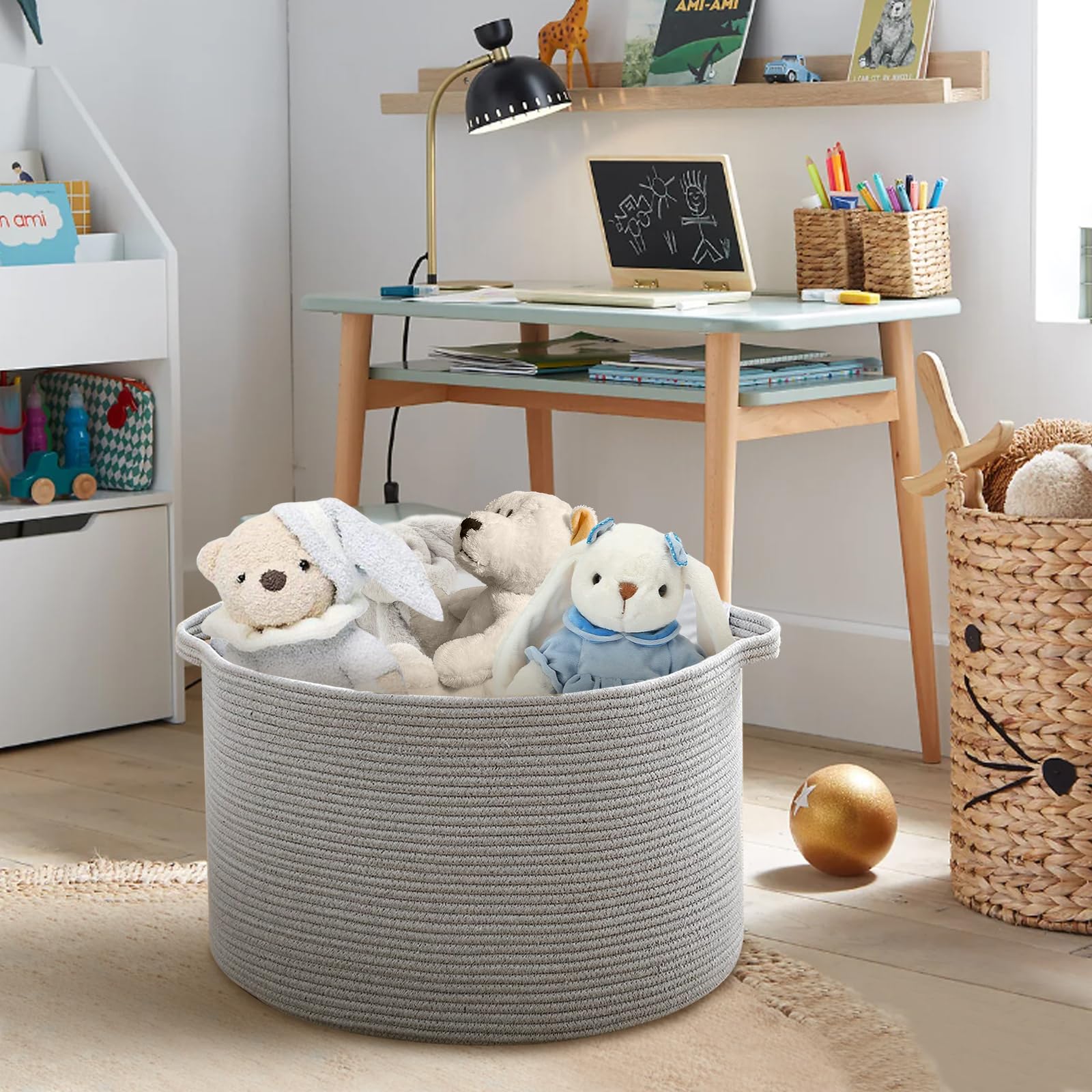 MEGASKET neutral woven basket suits boho or modern decor