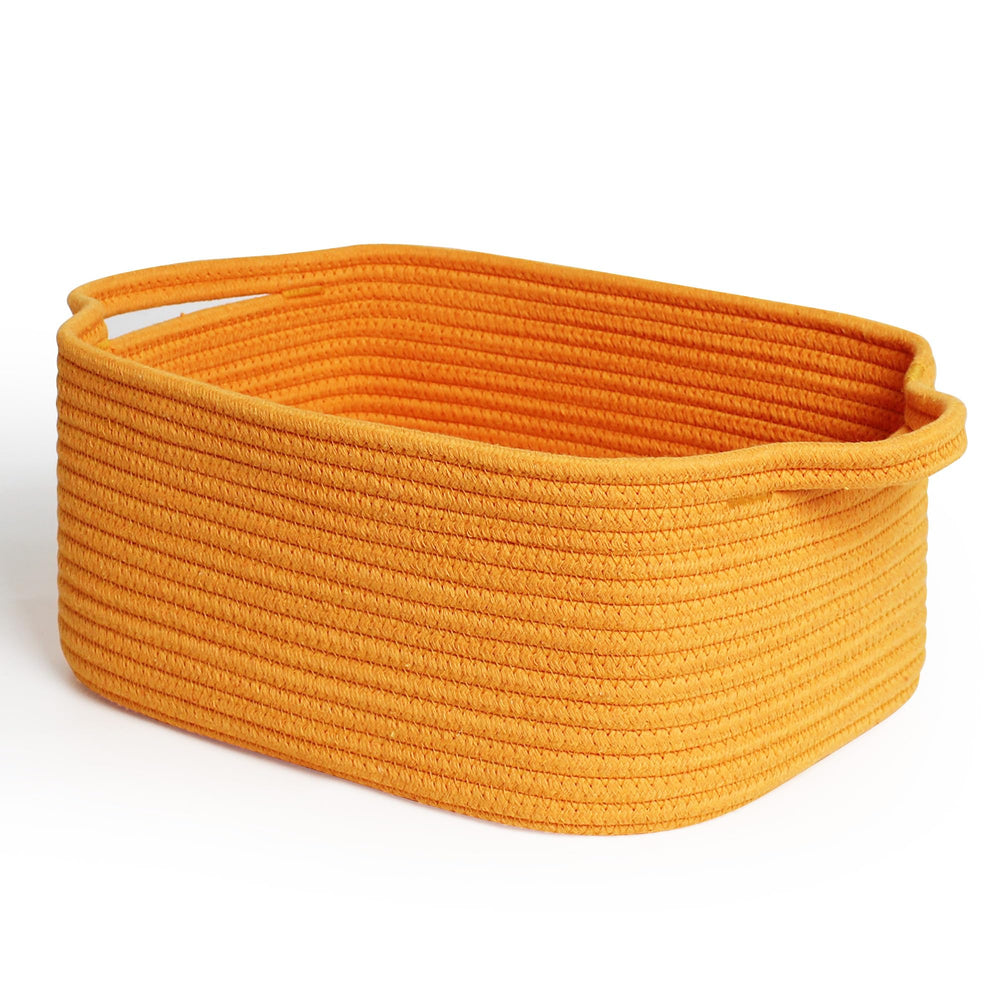 MEGASKET orange woven basket front view for stylish storage and gifting.