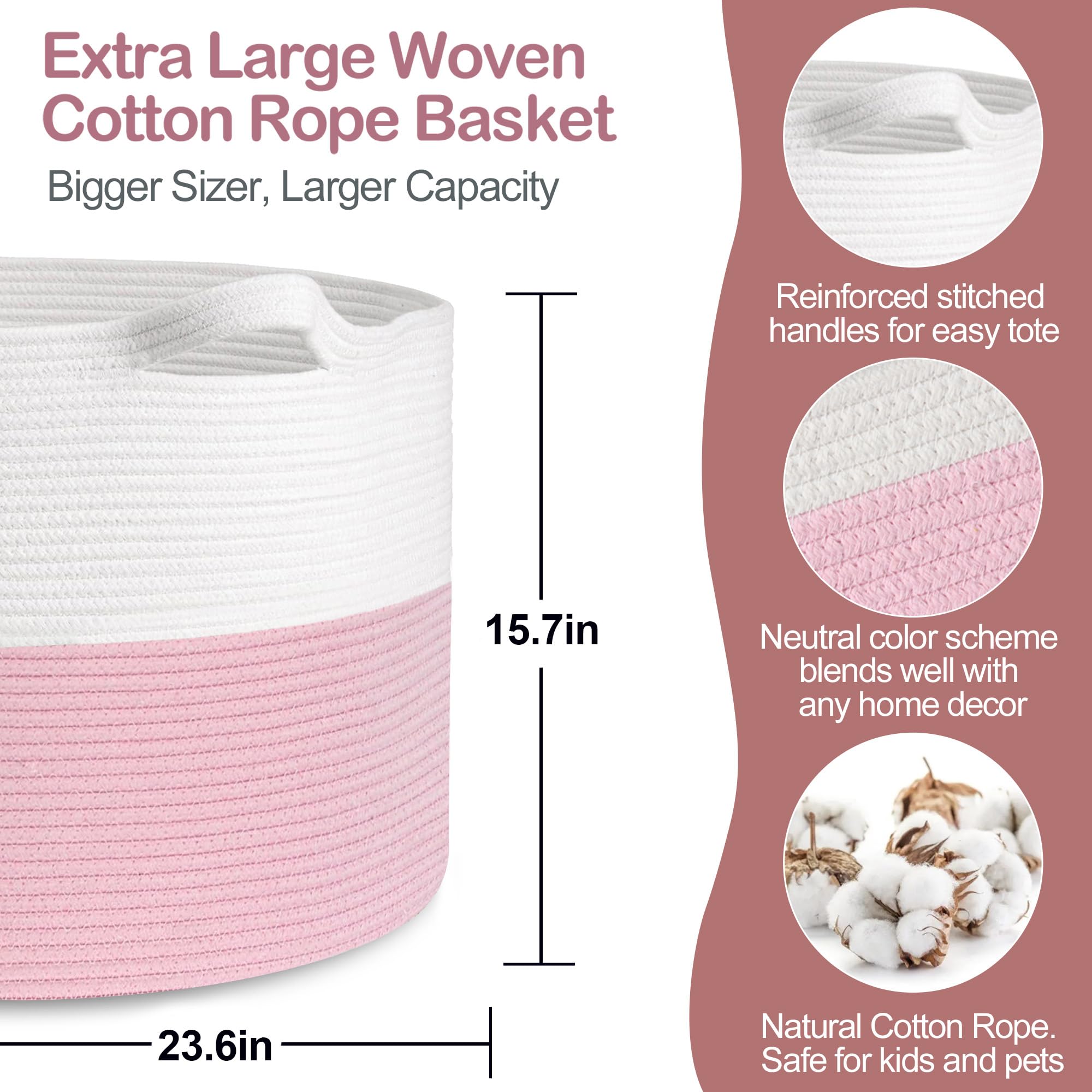 MEGASKET pink basket handles offer easy portability for moving supplies around the home.