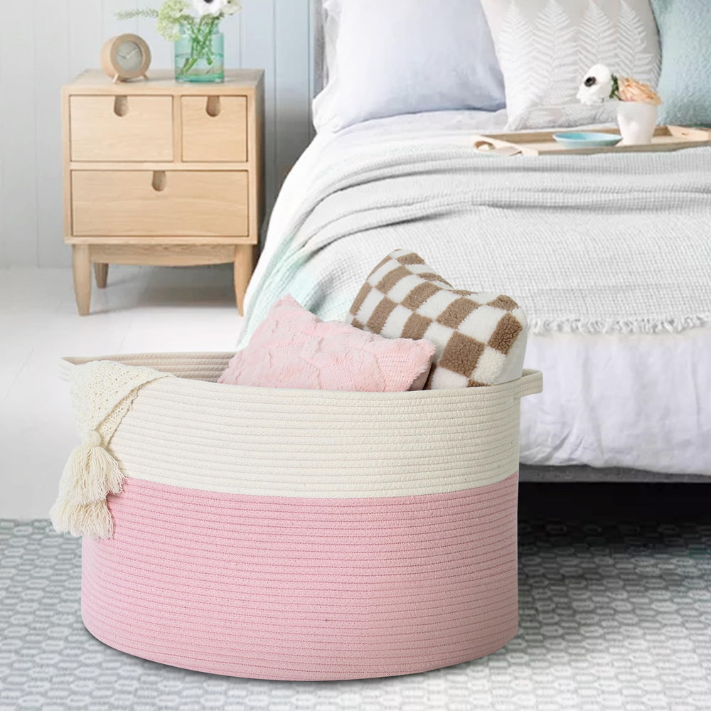 MEGASKET pink nursery decor basket complements decor while storing essentials