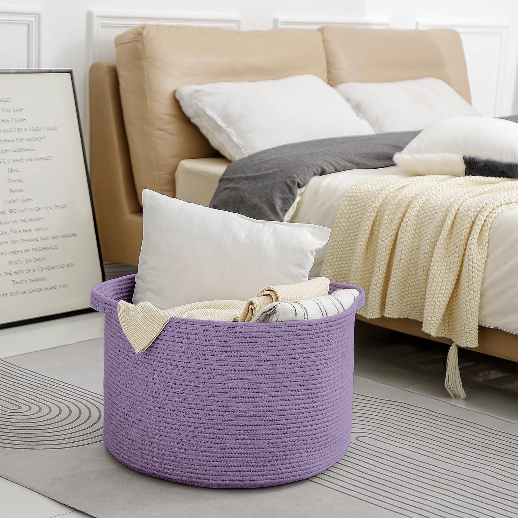 MEGASKET purple rope storage basket in nursery aids toy organization and kid-friendly storage.