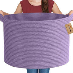 MEGASKET purple rope storage basket weave detail showcases durable handwoven texture for stylish storage.