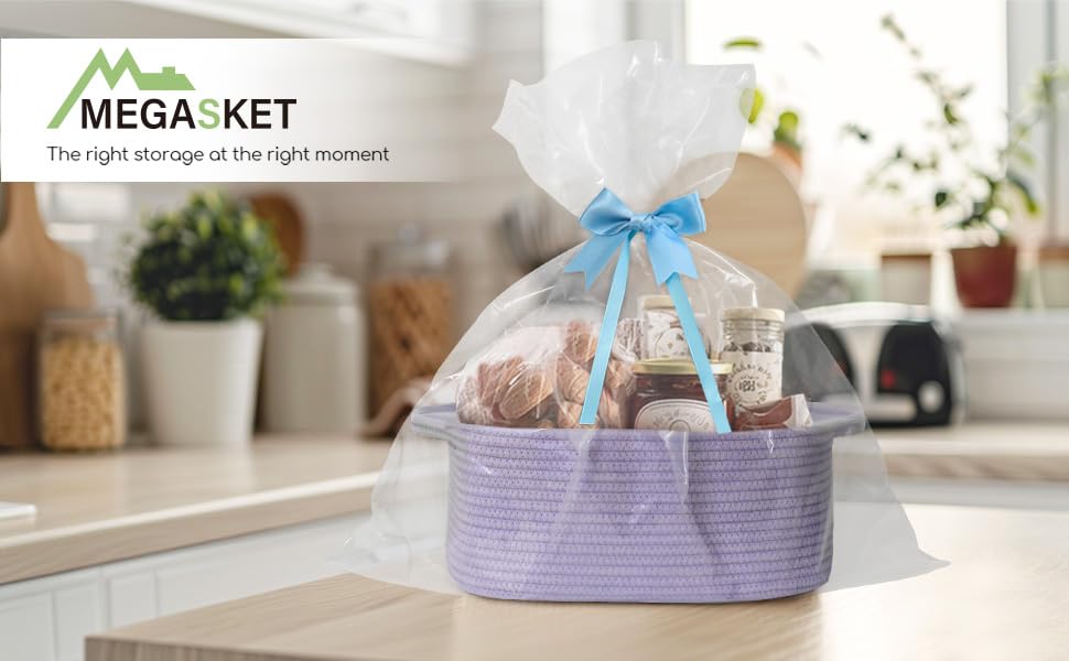 MEGASKET purple woven basket easy-clean surface supports quick maintenance.
