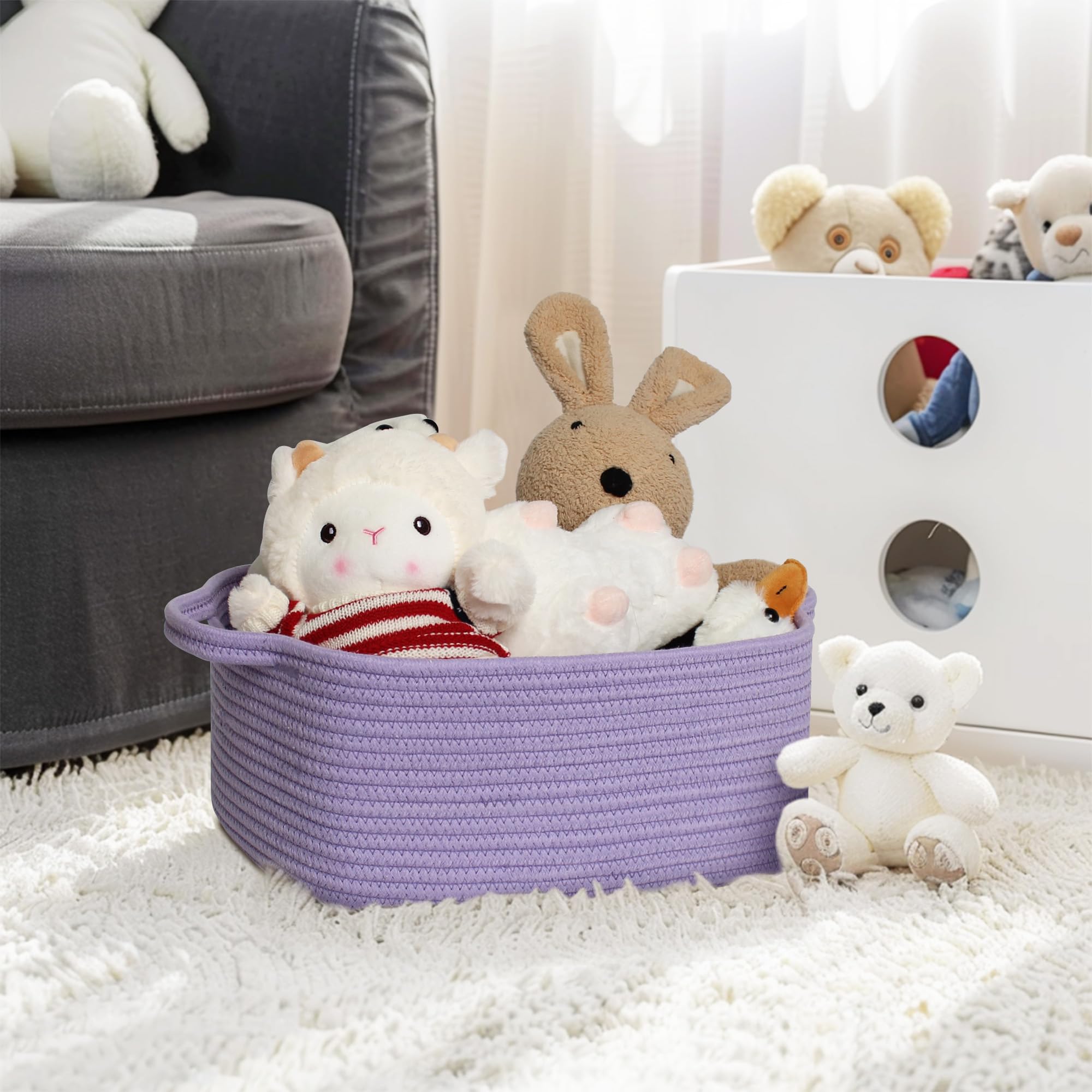 MEGASKET purple woven basket living room decor with practical storage.