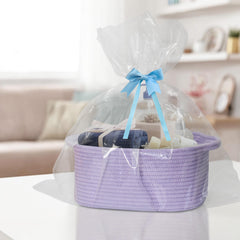 MEGASKET purple woven basket textured rope detail enhances room decor.