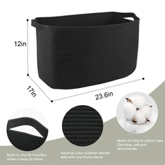 MEGASKET rectangle-woven basket on floor or shelf for versatile storage setup.