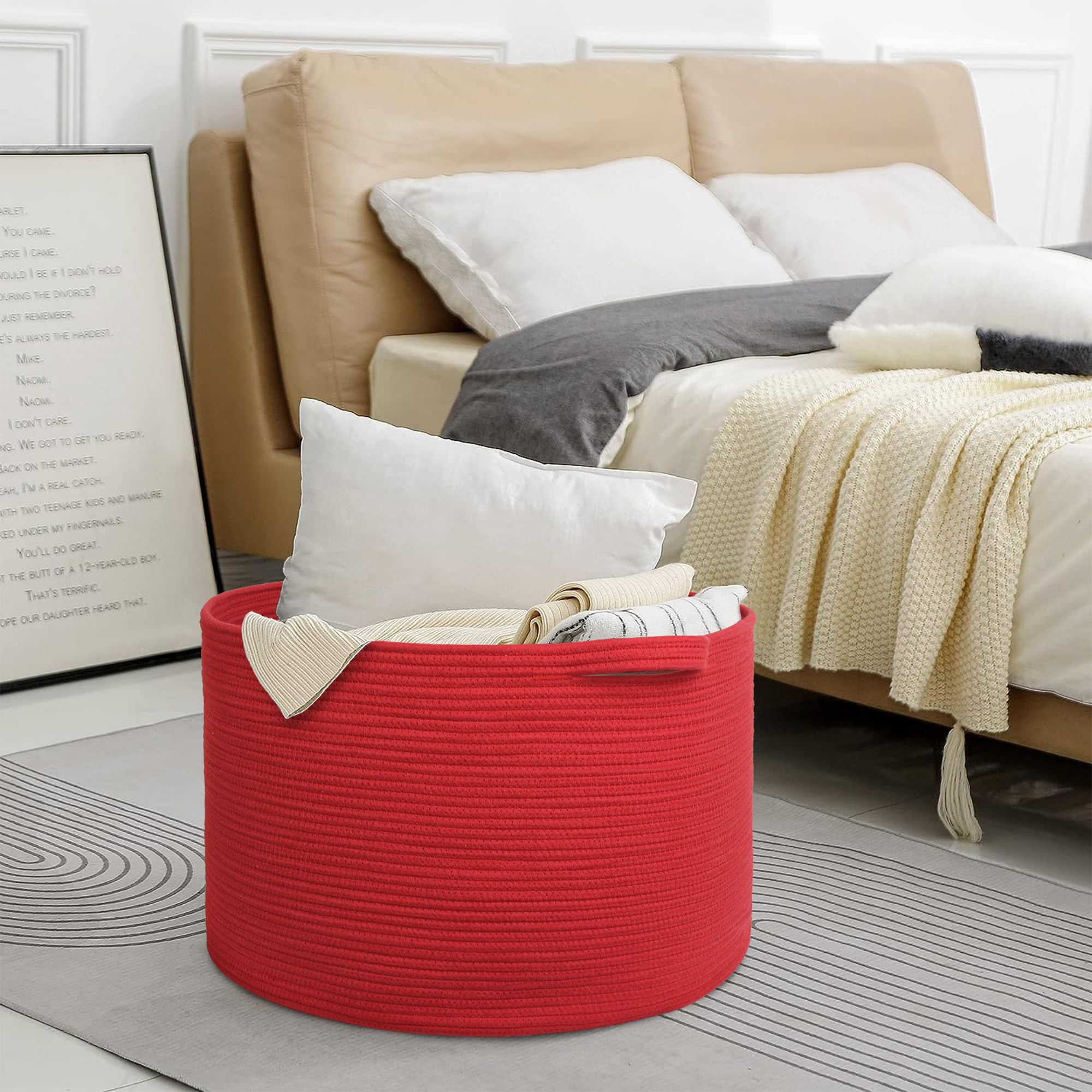 MEGASKET red basket folded flat, ready for travel or laundry uses