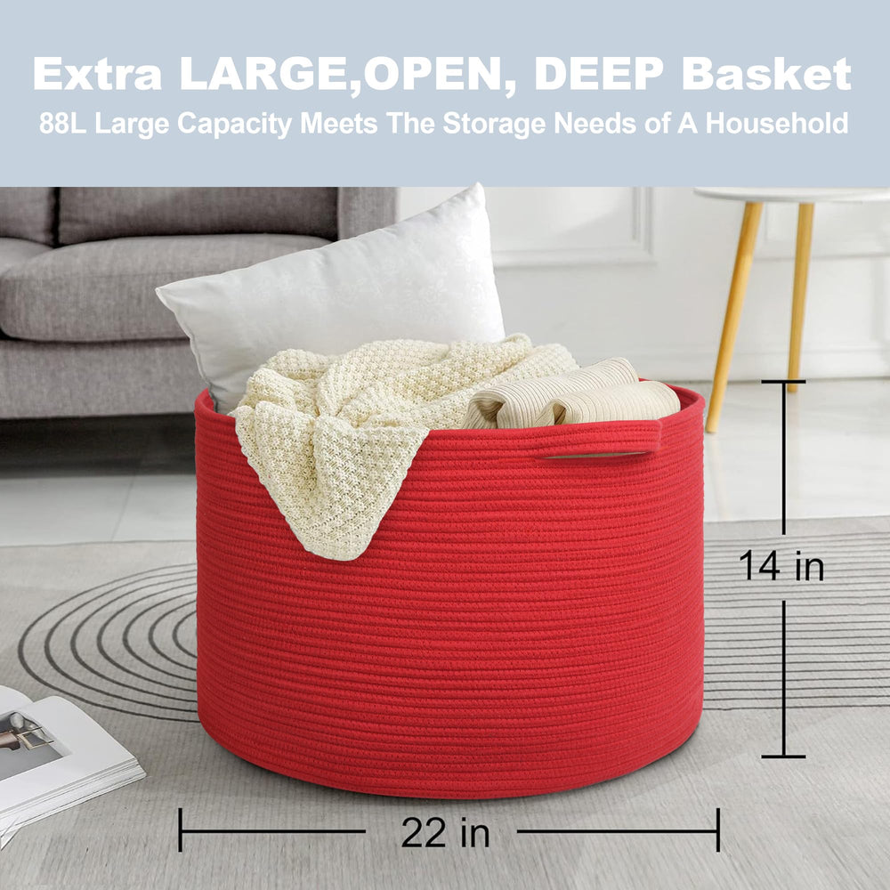 MEGASKET red basket with sturdy handles enables portable organization
