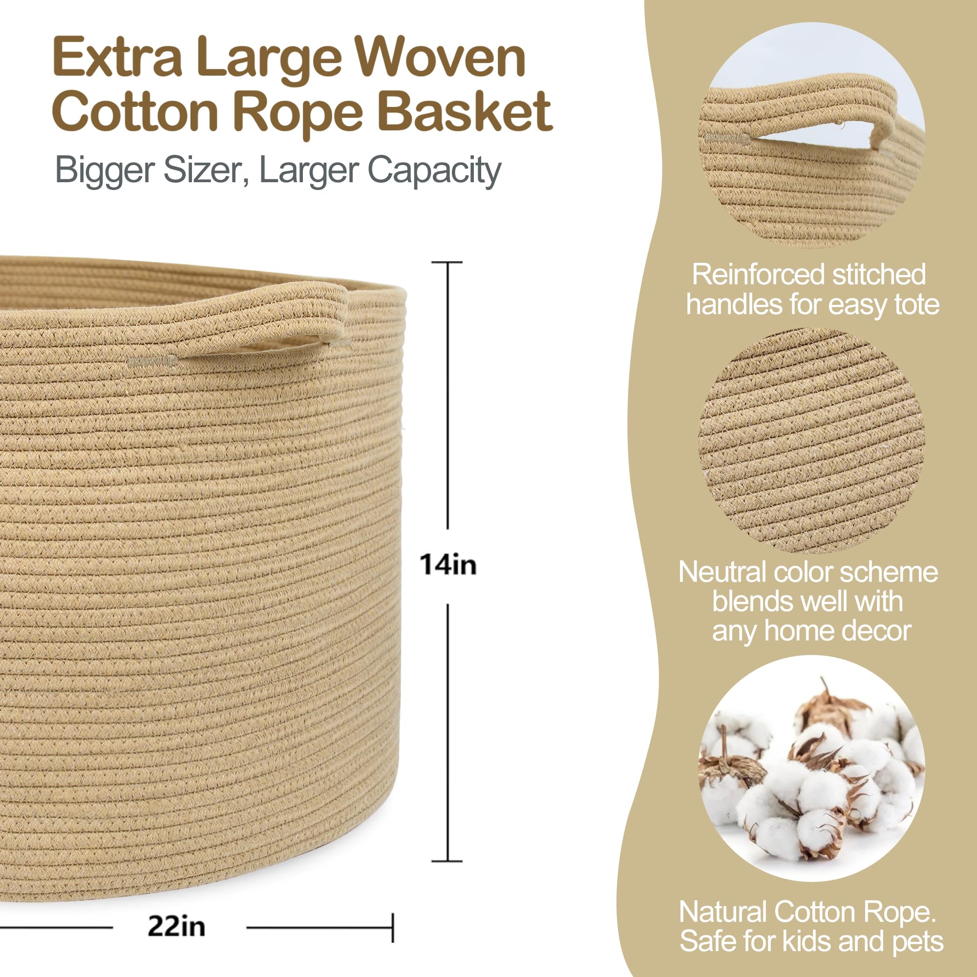 MEGASKET soft cotton rope basket highlighting plush texture ideal for toy organization