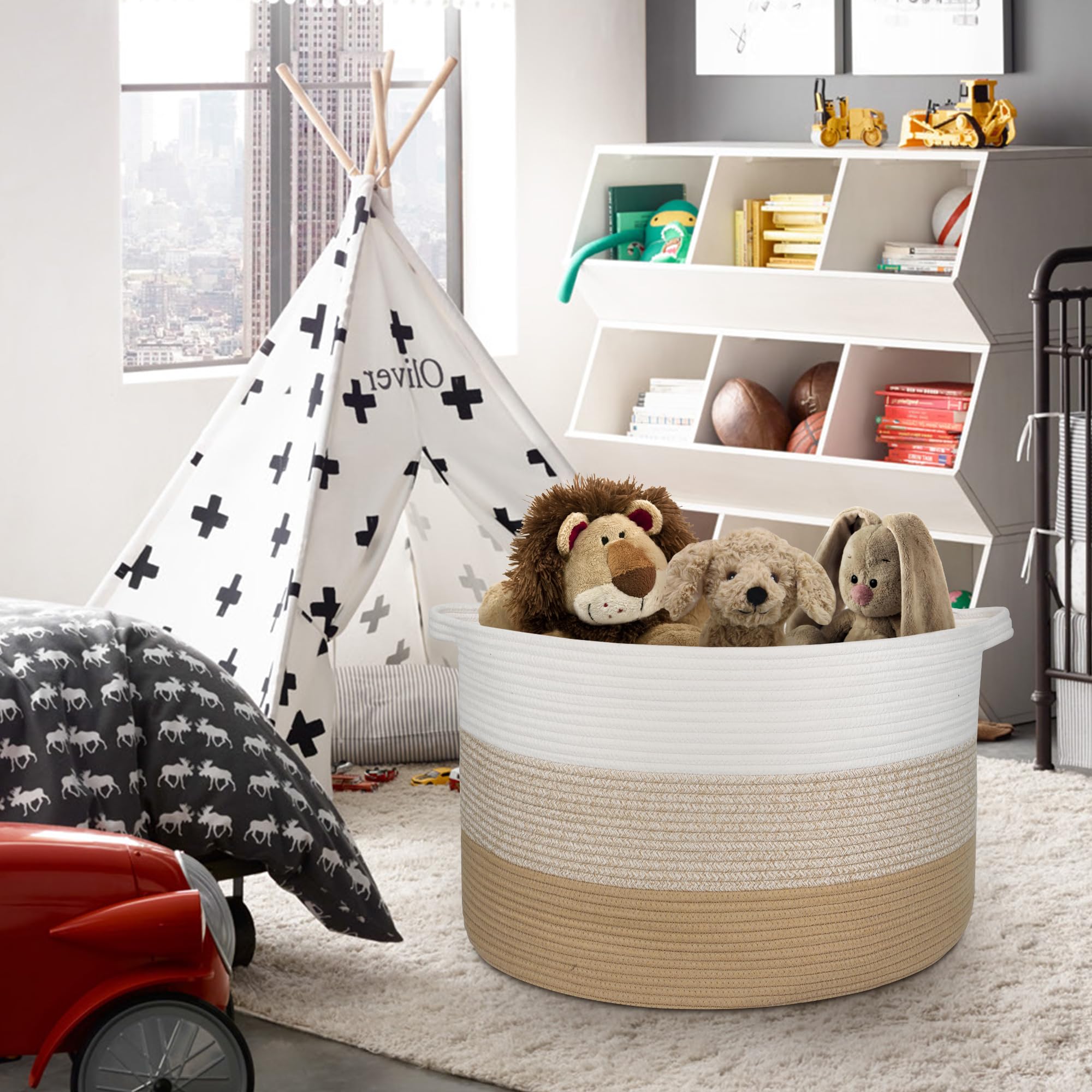 MEGASKET toy box organizer in a nursery for tidy toy storage
