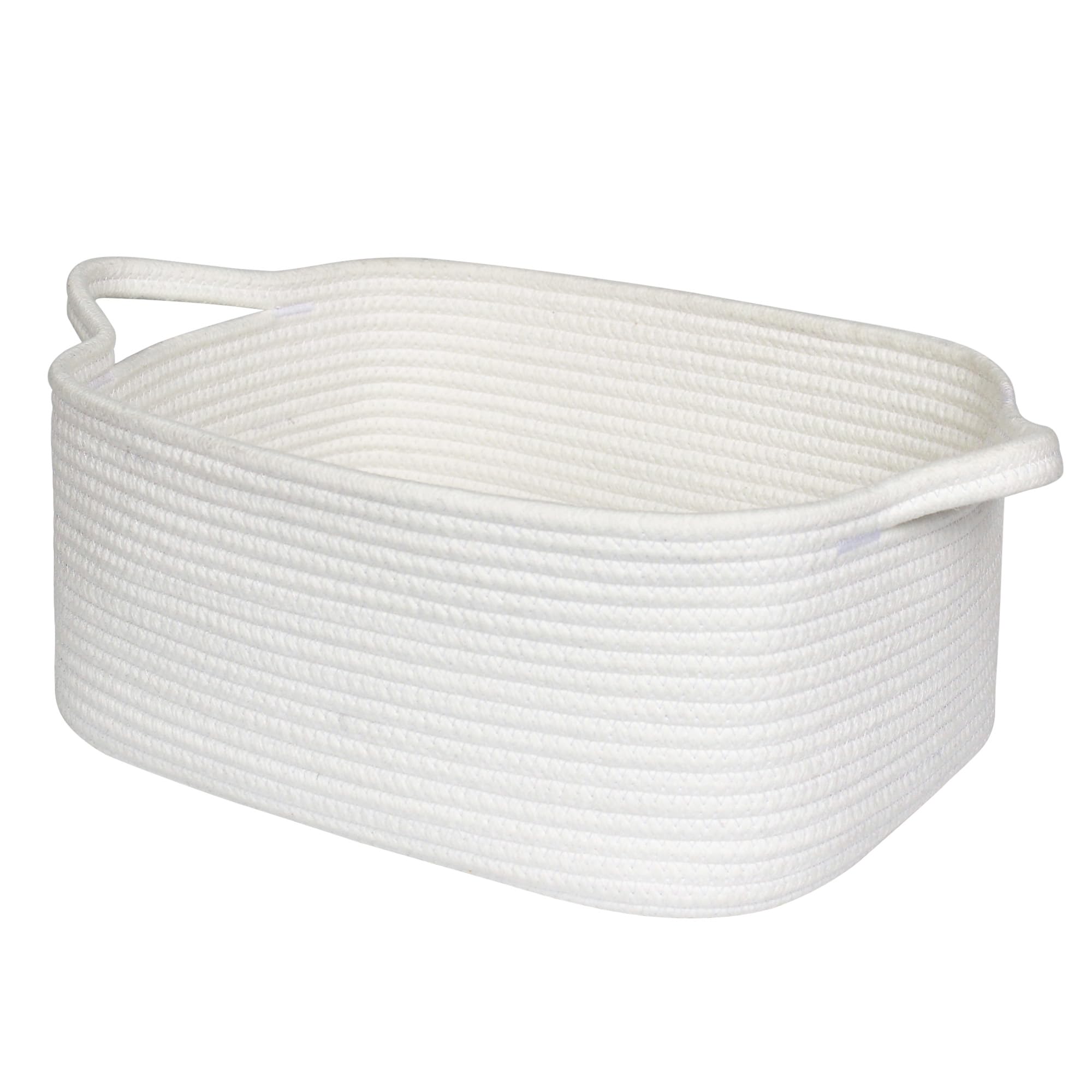 MEGASKET white cotton rope basket in nursery for stylish toy and diaper storage.