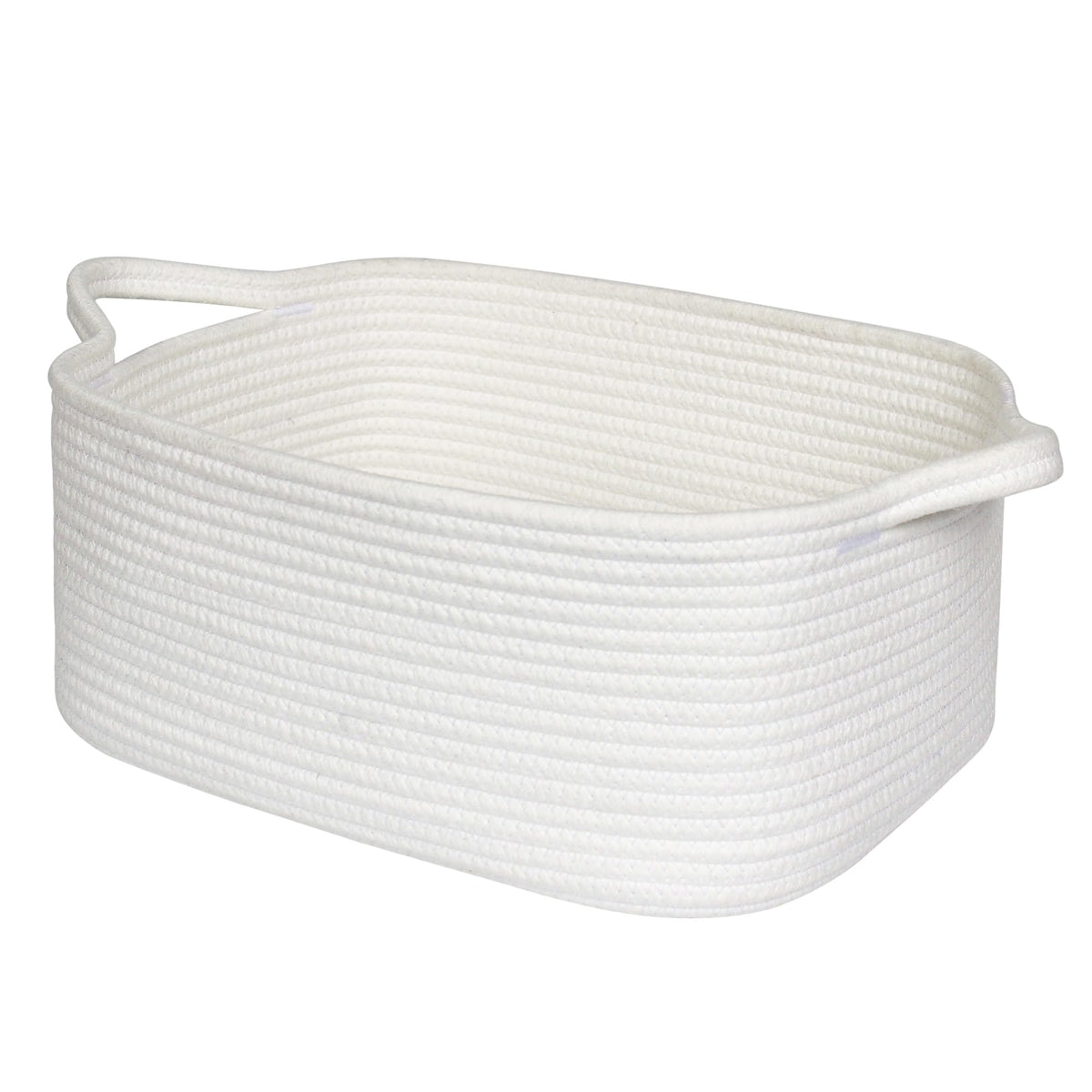 MEGASKET white cotton rope basket in nursery for stylish toy and diaper storage.