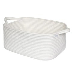 MEGASKET white cotton rope basket in nursery for stylish toy and diaper storage.