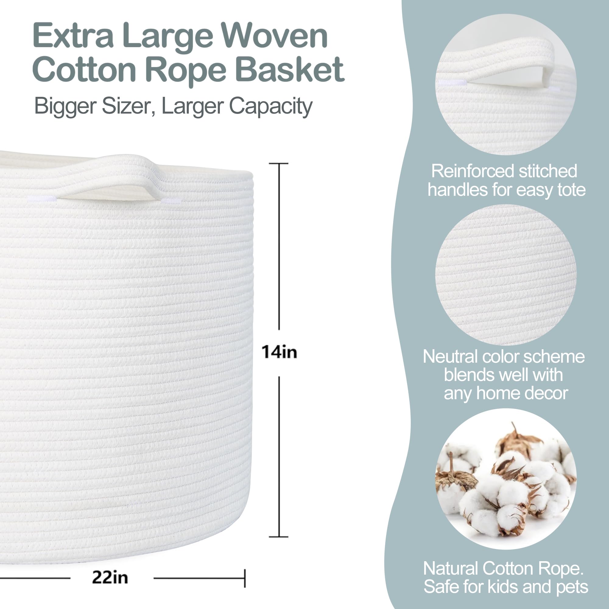 MEGASKET storage basket with handles for easy transport of blankets