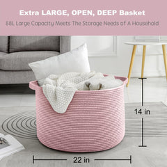 MEGASKET XXL basket holding pillows and throws—perfect for lounging spaces and guest rooms.