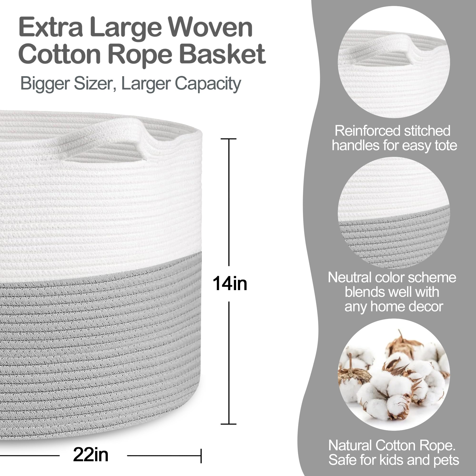 MEGASKET XXXL gray two-tone bin stores toys and towels for clutter-free kids' spaces.