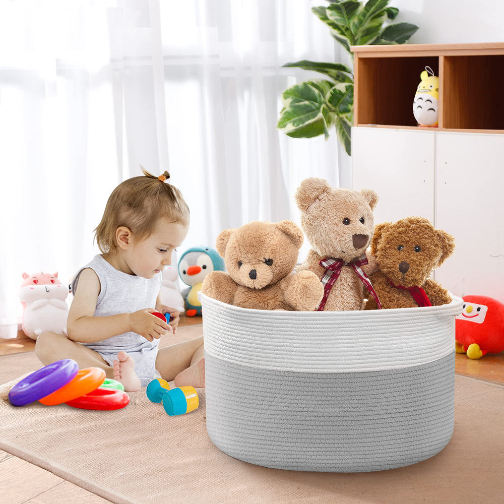 MEGASKET XXXL storage bin with reinforced handles for easy transport between rooms.