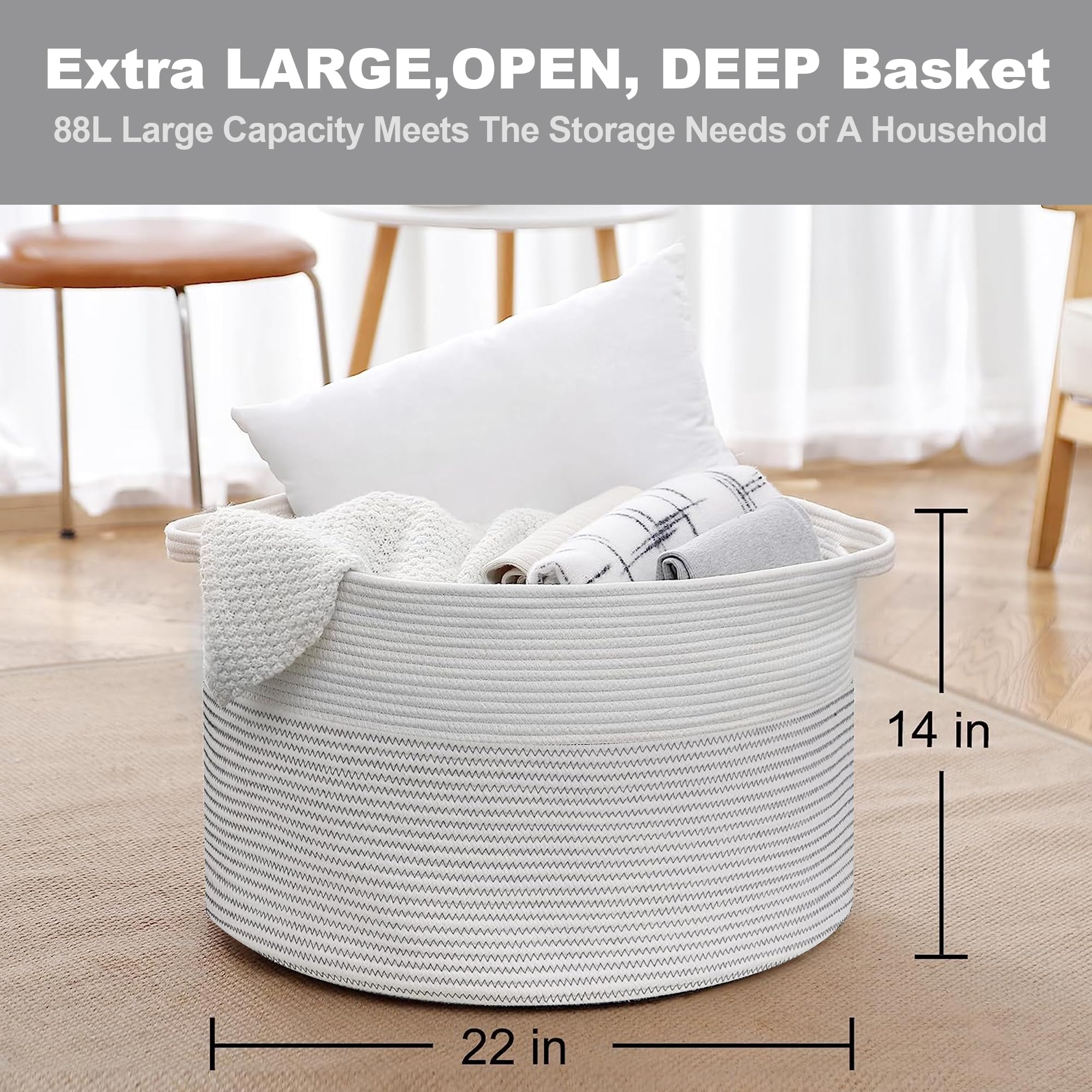 MEGASKET XXXL two-toned neutral design blends with boho to modern decor.
