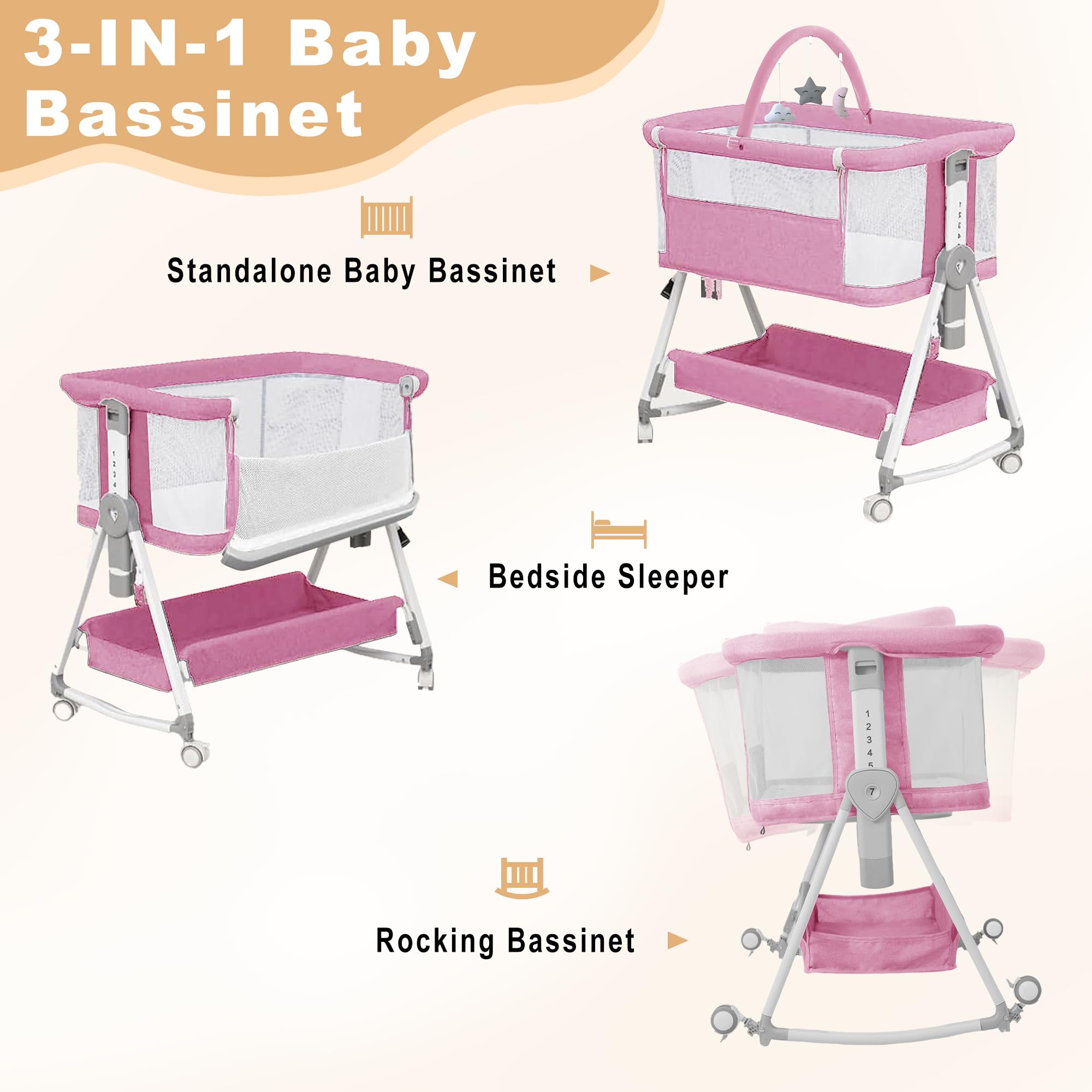 Meichyun bedside sleeper attached to bed for easy night care.